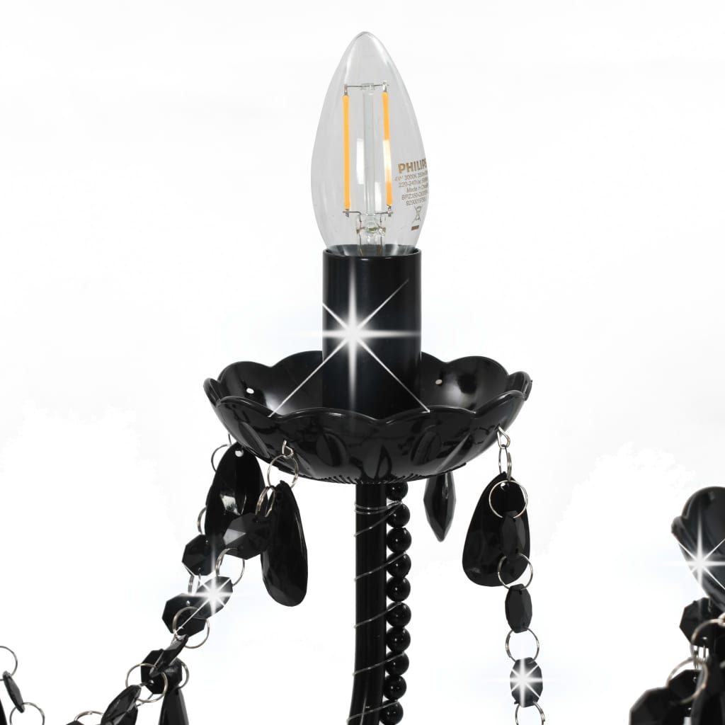 vidaXL Candelabru cu mărgele, negru, 12 becuri x E14 vidaXL Candelabru cu mărgele, negru, 12 becuri x E14
