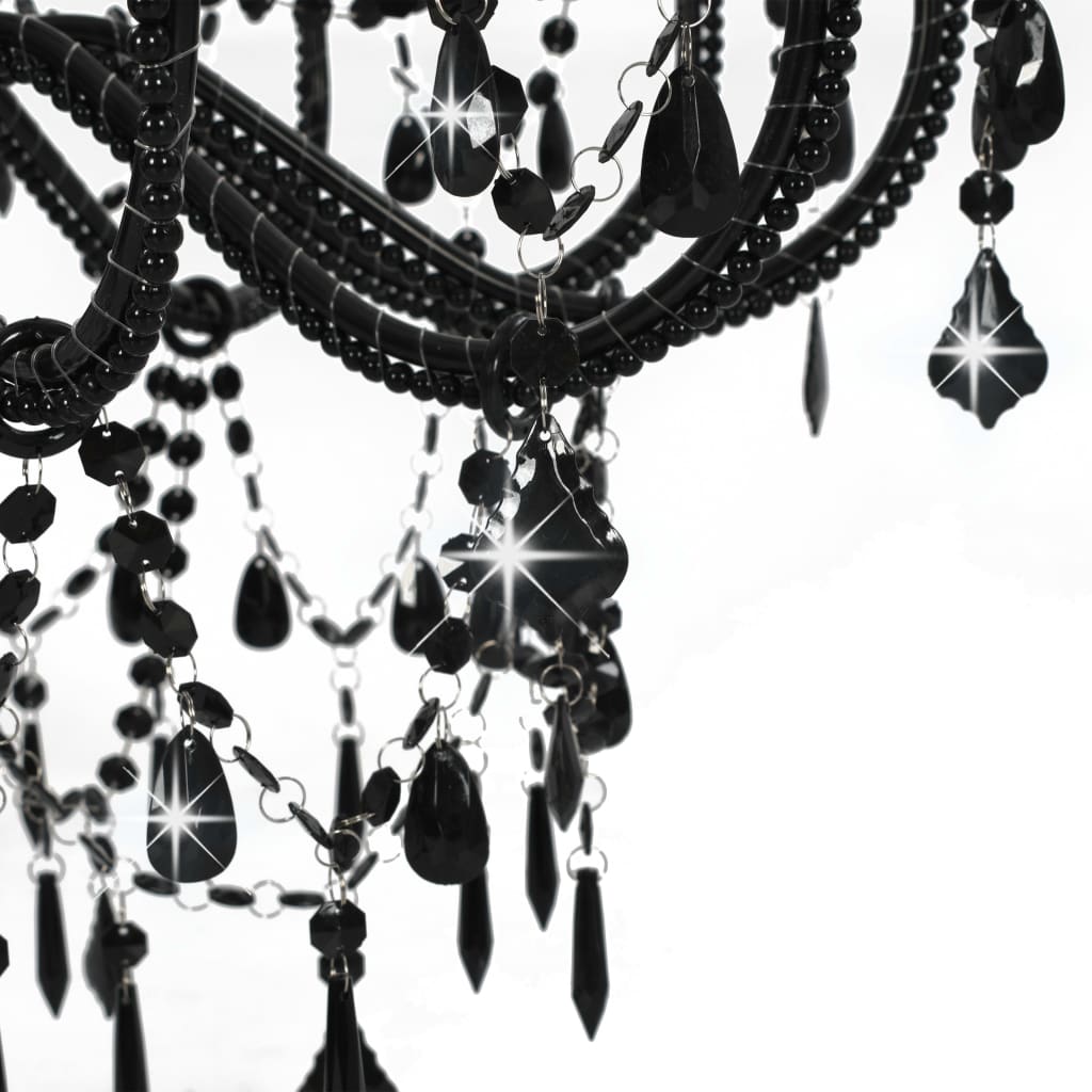 vidaXL Candelabru cu mărgele, negru, 12 becuri x E14 vidaXL Candelabru cu mărgele, negru, 12 becuri x E14