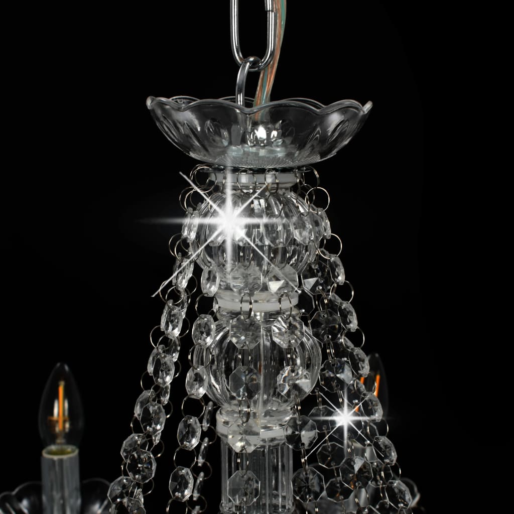 vidaXL Candelabru cu mărgele, argintiu, 12 becuri x E14 vidaXL Candelabru cu mărgele, argintiu, 12 becuri x E14