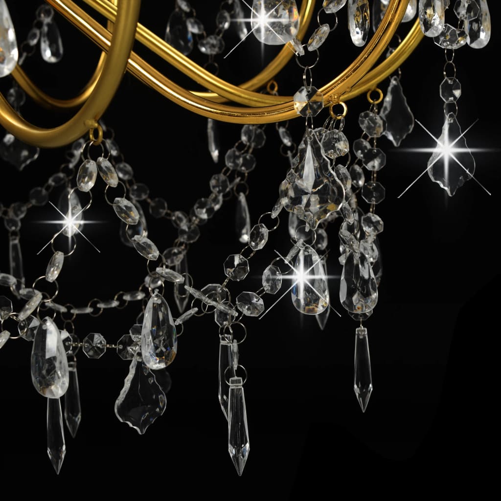 vidaXL Candelabru cu mărgele, auriu, 12 becuri E14 vidaXL Candelabru cu mărgele, auriu, 12 becuri E14