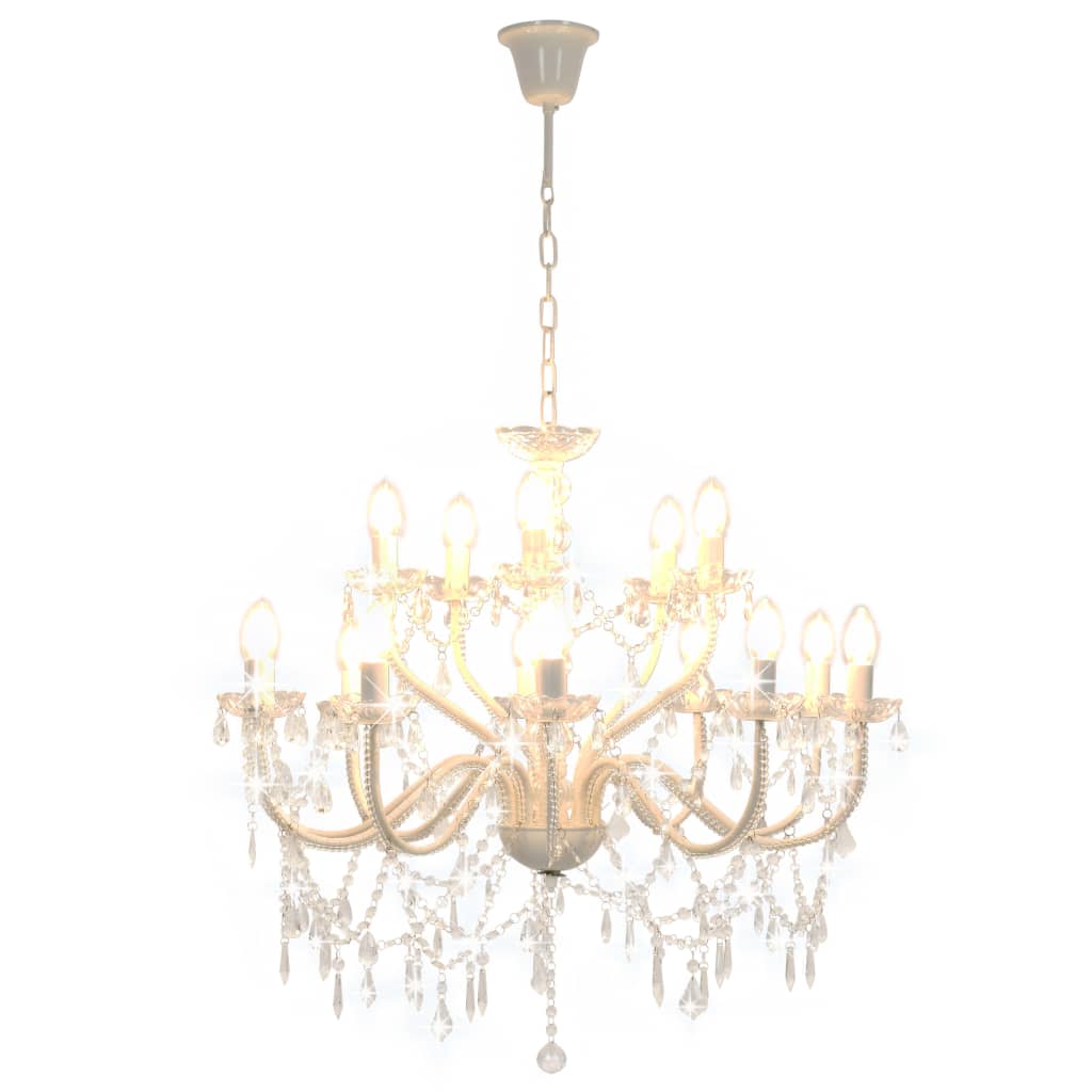 vidaXL Candelabru cu 2 rânduri, alb, becuri 15 x E14 vidaXL Candelabru cu 2 rânduri, alb, becuri 15 x E14