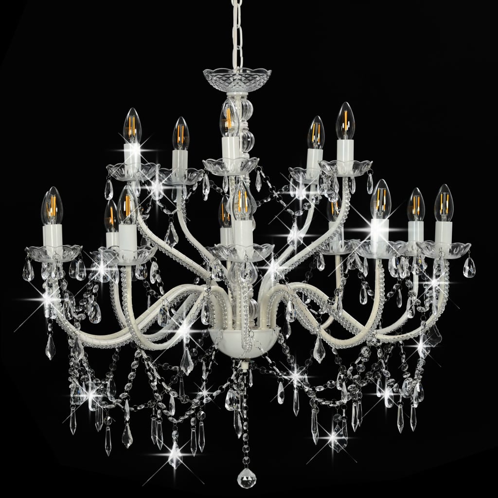 vidaXL Candelabru cu 2 rânduri, alb, becuri 15 x E14 vidaXL Candelabru cu 2 rânduri, alb, becuri 15 x E14