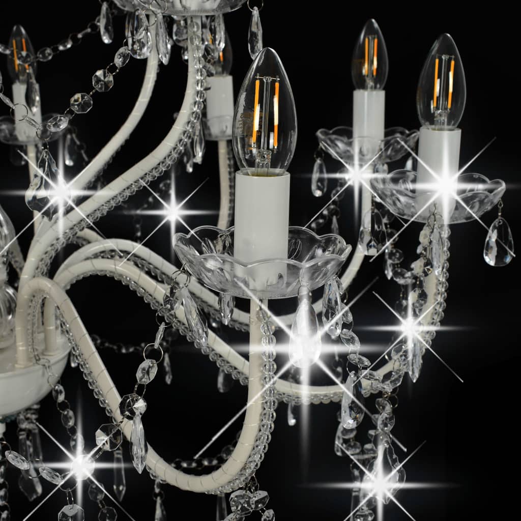 vidaXL Candelabru cu 2 rânduri, alb, becuri 15 x E14 vidaXL Candelabru cu 2 rânduri, alb, becuri 15 x E14