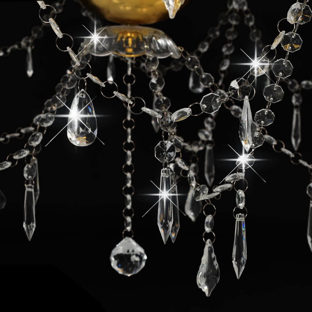 vidaXL Candelabru cu 2 rânduri, auriu, becuri 15 x E14 vidaXL Candelabru cu 2 rânduri, auriu, becuri 15 x E14