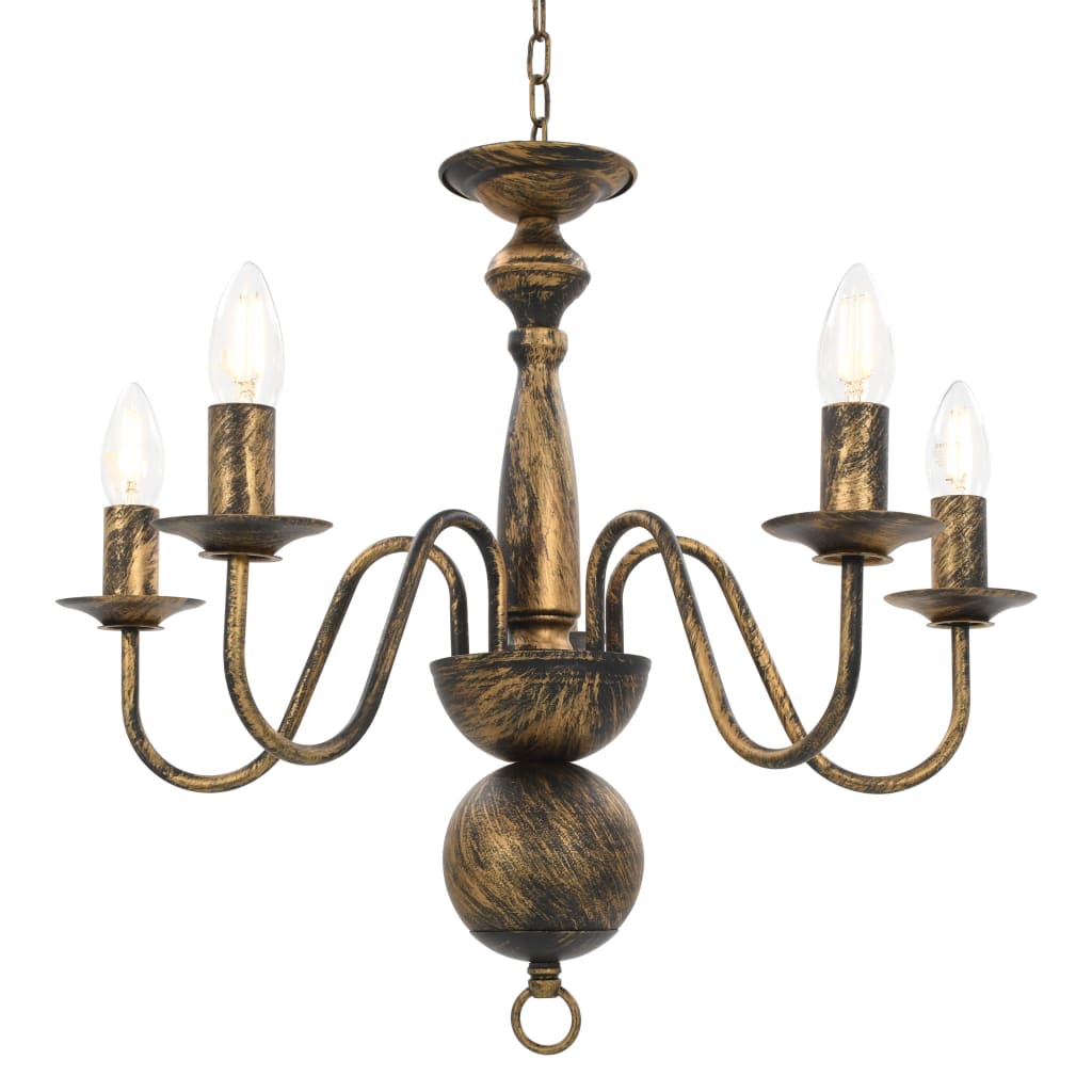 vidaXL Candelabru antichizat, negru, 5 becuri E14 vidaXL Candelabru antichizat, negru, 5 becuri E14