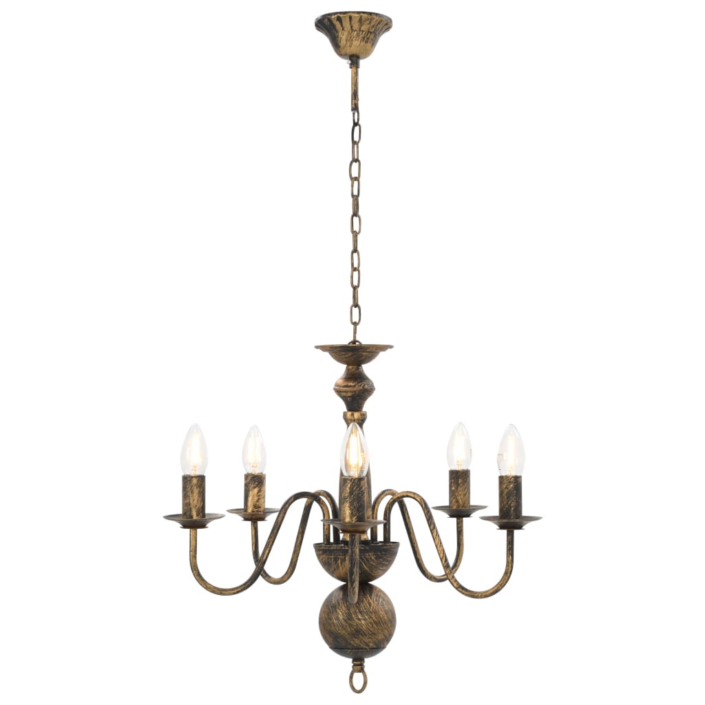 vidaXL Candelabru antichizat, negru, 5 becuri E14 vidaXL Candelabru antichizat, negru, 5 becuri E14