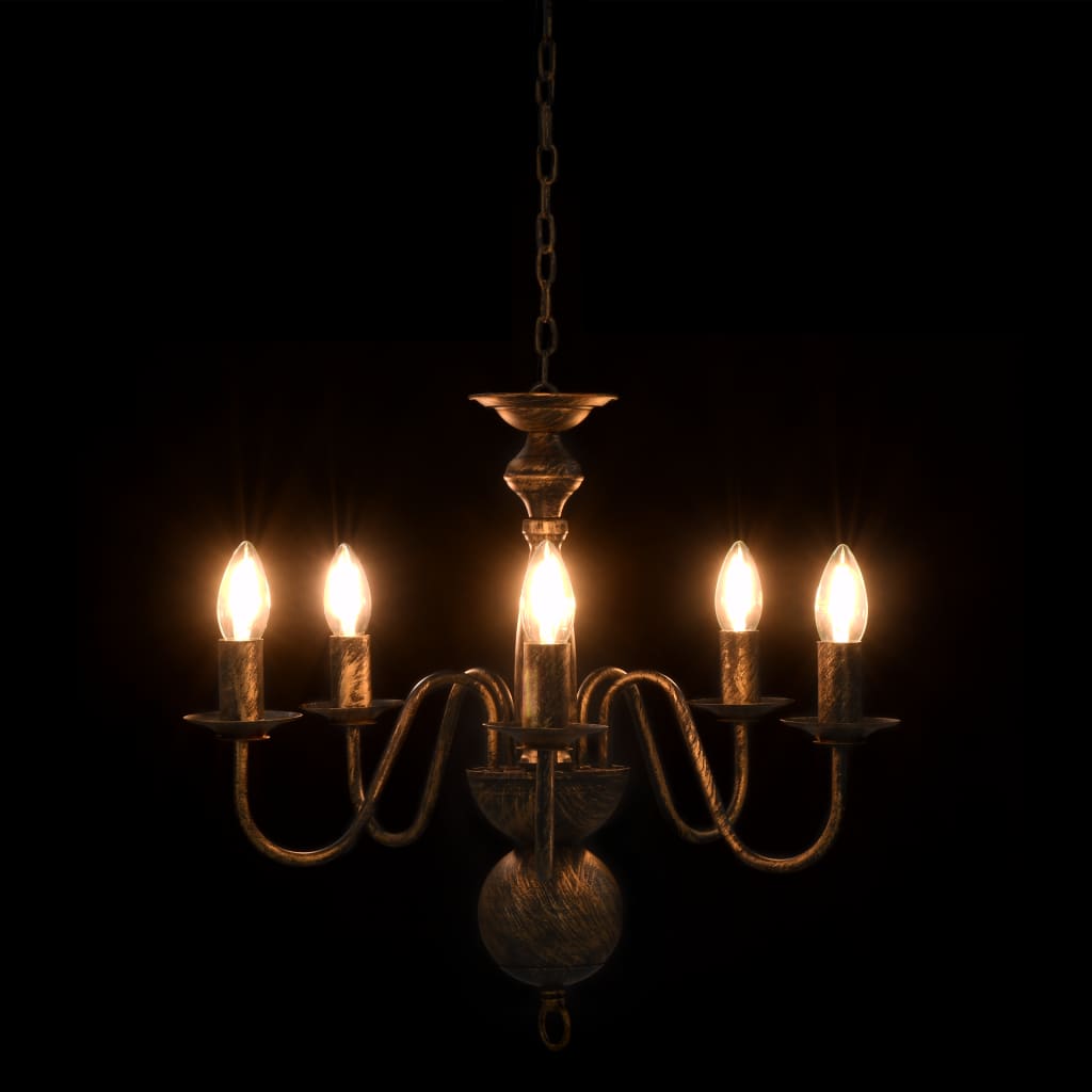 vidaXL Candelabru antichizat, negru, 5 becuri E14 vidaXL Candelabru antichizat, negru, 5 becuri E14