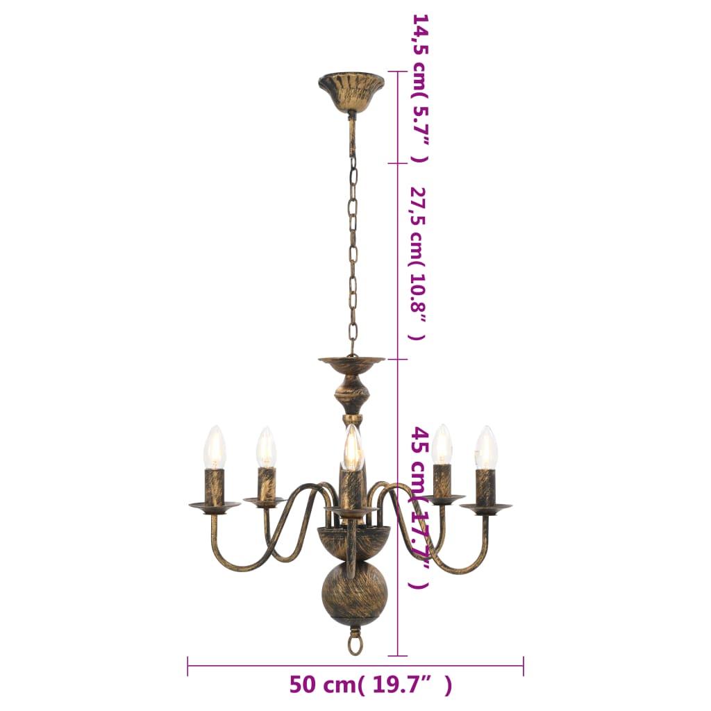 vidaXL Candelabru antichizat, negru, 5 becuri E14 vidaXL Candelabru antichizat, negru, 5 becuri E14