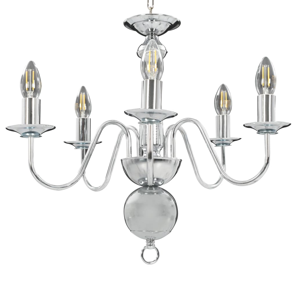 vidaXL Candelabru, argintiu, 5 becuri E14 vidaXL Candelabru, argintiu, 5 becuri E14