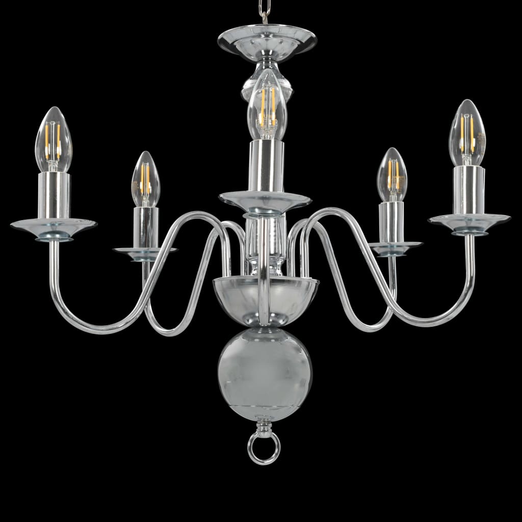 vidaXL Candelabru, argintiu, 5 becuri E14 vidaXL Candelabru, argintiu, 5 becuri E14