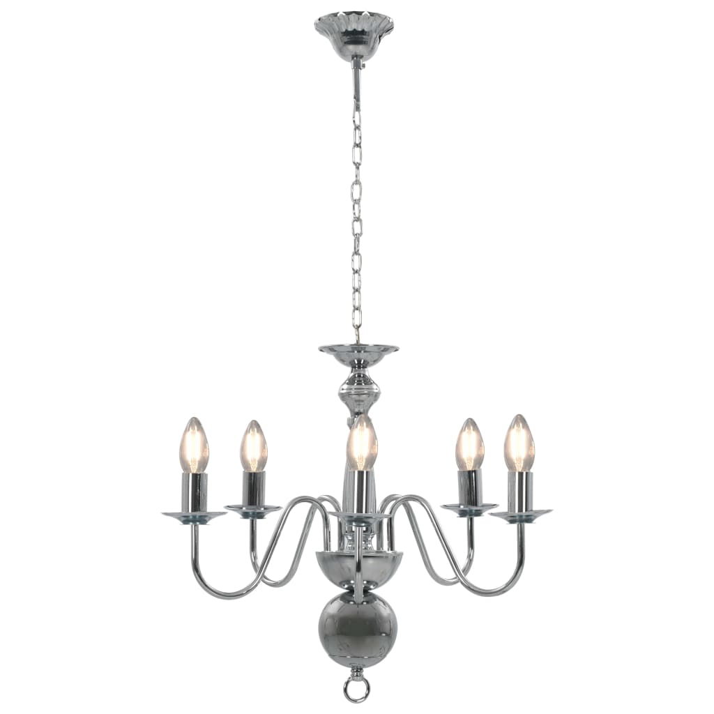vidaXL Candelabru, argintiu, 5 becuri E14 vidaXL Candelabru, argintiu, 5 becuri E14