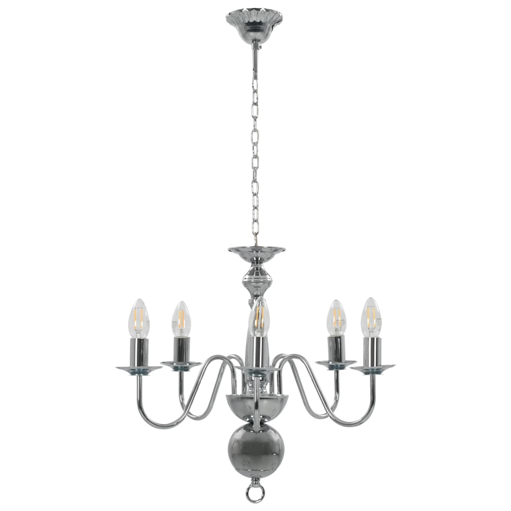 vidaXL Candelabru, argintiu, 5 becuri E14 vidaXL Candelabru, argintiu, 5 becuri E14