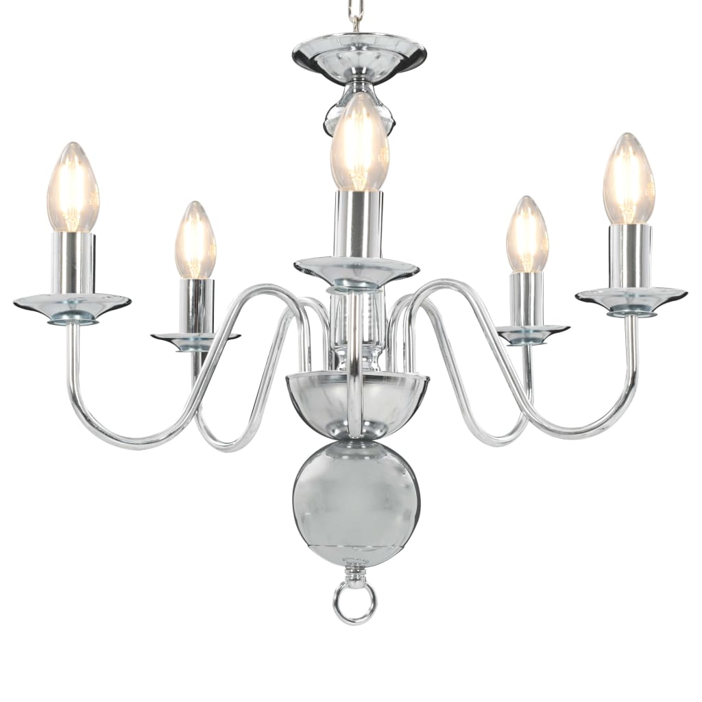 vidaXL Candelabru, argintiu, 5 becuri E14 vidaXL Candelabru, argintiu, 5 becuri E14