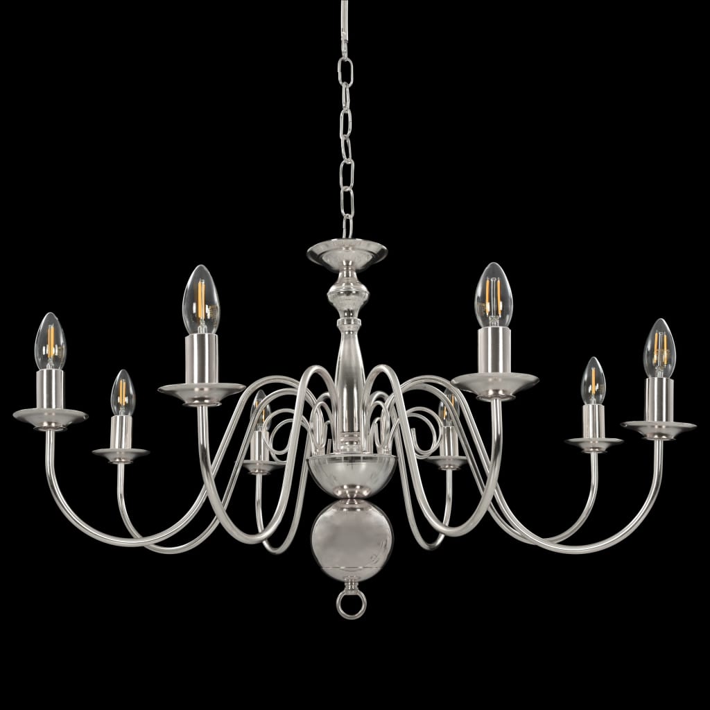 vidaXL Candelabru, argintiu, 8 becuri E14 vidaXL Candelabru, argintiu, 8 becuri E14