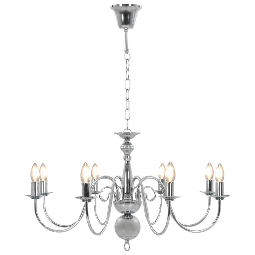 vidaXL Candelabru, argintiu, 8 becuri E14 vidaXL Candelabru, argintiu, 8 becuri E14