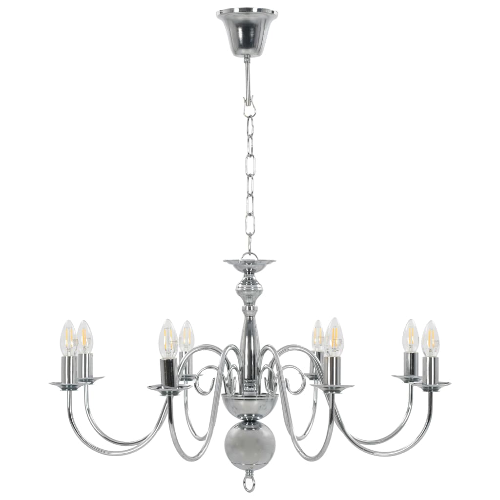 vidaXL Candelabru, argintiu, 8 becuri E14 vidaXL Candelabru, argintiu, 8 becuri E14