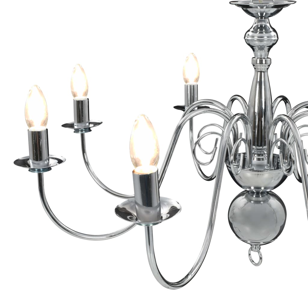 vidaXL Candelabru, argintiu, 8 becuri E14 vidaXL Candelabru, argintiu, 8 becuri E14