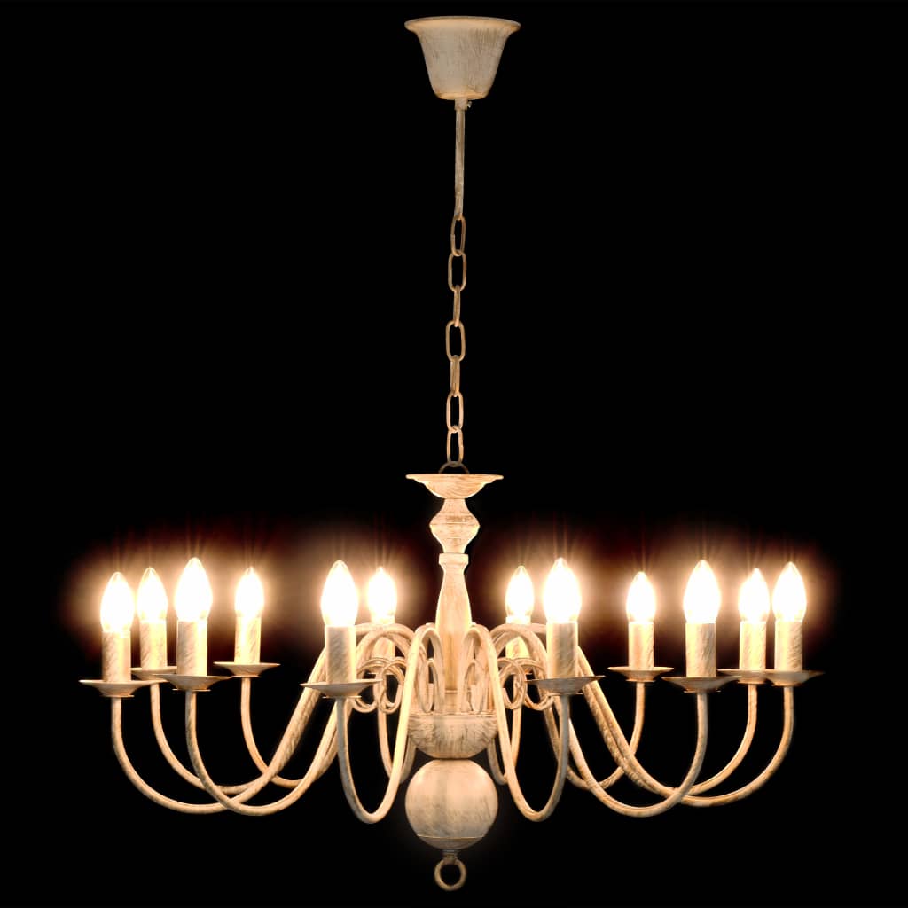 vidaXL Candelabru, alb vintage, 12 becuri E14