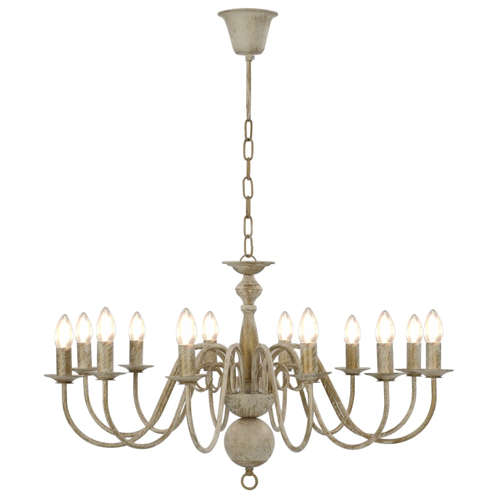 vidaXL Candelabru, alb vintage, 12 becuri E14