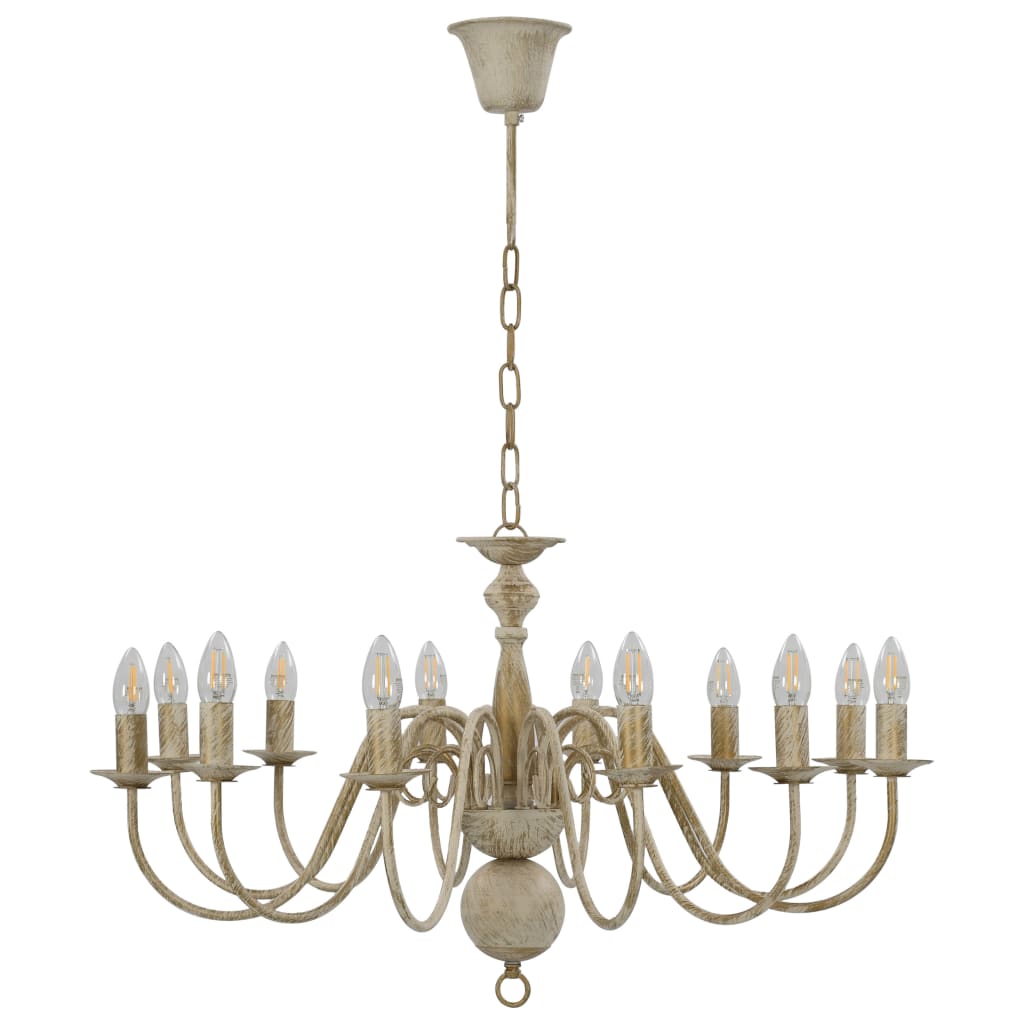 vidaXL Candelabru, alb vintage, 12 becuri E14