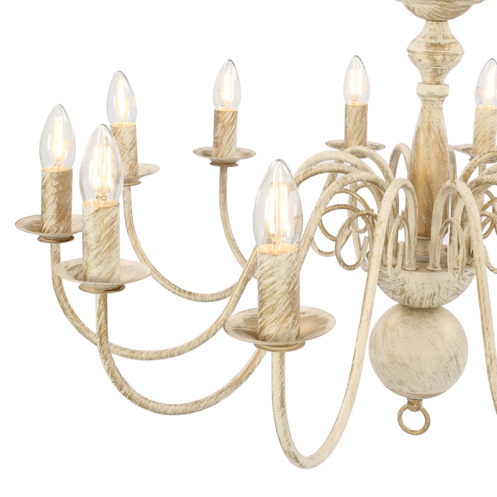 vidaXL Candelabru, alb vintage, 12 becuri E14