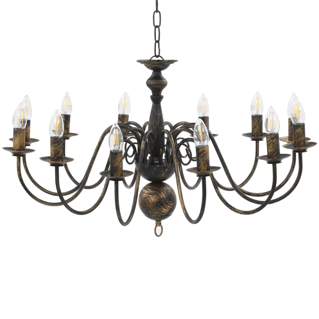vidaXL Candelabru antichizat, negru, 12 becuri E14 vidaXL Candelabru antichizat, negru, 12 becuri E14