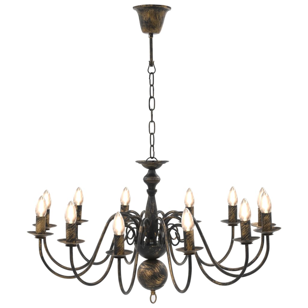 vidaXL Candelabru antichizat, negru, 12 becuri E14 vidaXL Candelabru antichizat, negru, 12 becuri E14