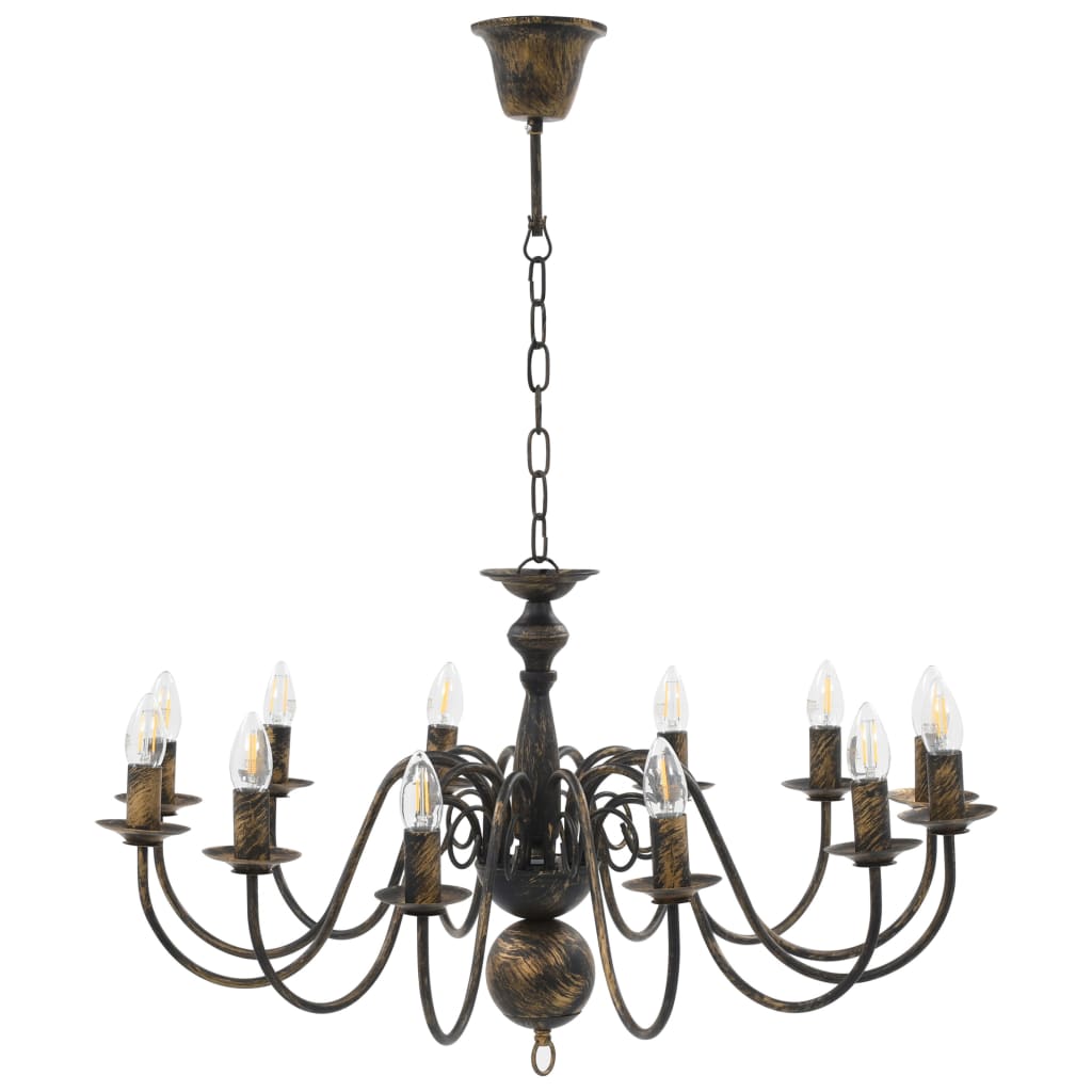 vidaXL Candelabru antichizat, negru, 12 becuri E14 vidaXL Candelabru antichizat, negru, 12 becuri E14
