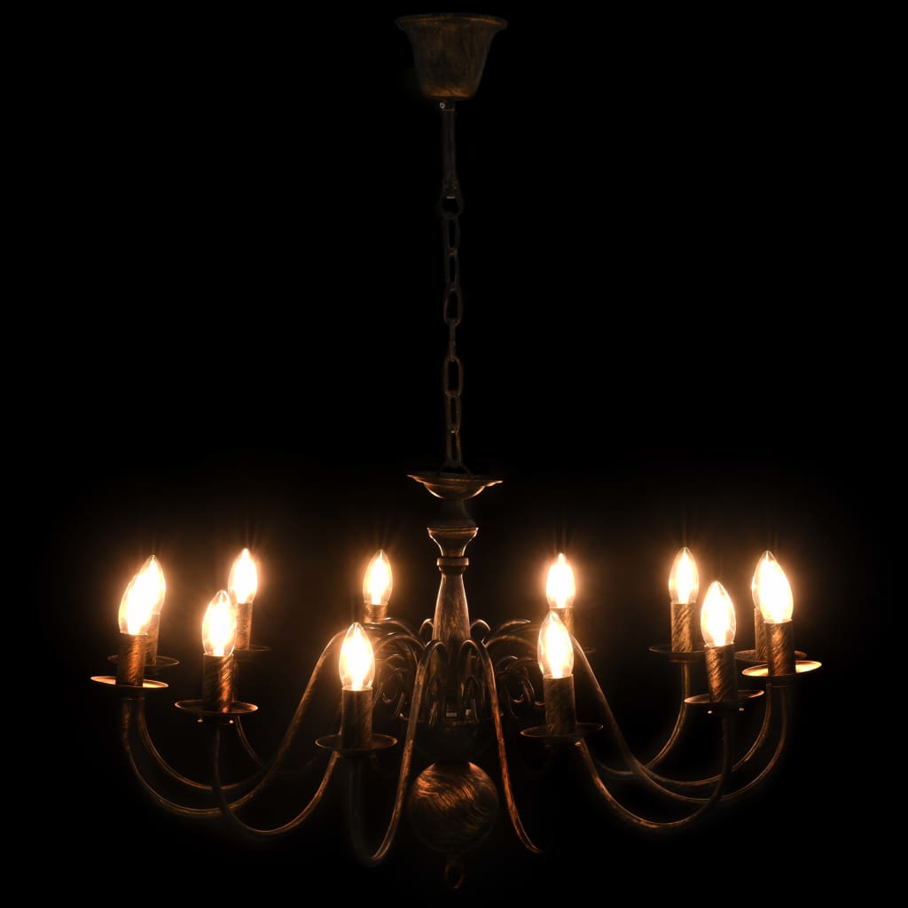 vidaXL Candelabru antichizat, negru, 12 becuri E14 vidaXL Candelabru antichizat, negru, 12 becuri E14