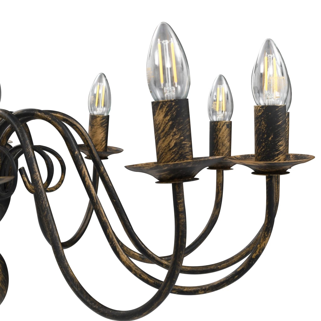vidaXL Candelabru antichizat, negru, 12 becuri E14 vidaXL Candelabru antichizat, negru, 12 becuri E14