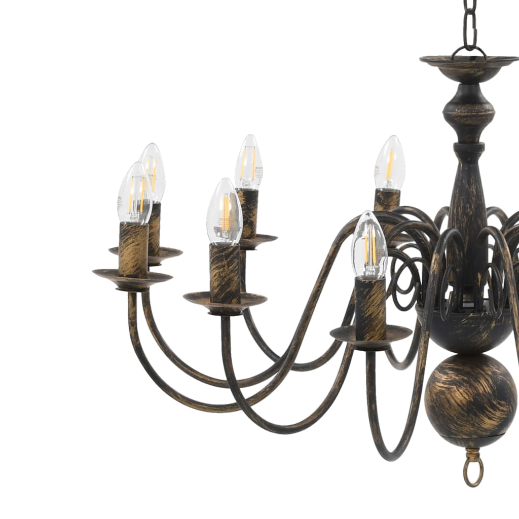 vidaXL Candelabru antichizat, negru, 12 becuri E14 vidaXL Candelabru antichizat, negru, 12 becuri E14