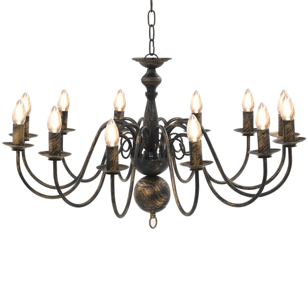 vidaXL Candelabru antichizat, negru, 12 becuri E14 vidaXL Candelabru antichizat, negru, 12 becuri E14