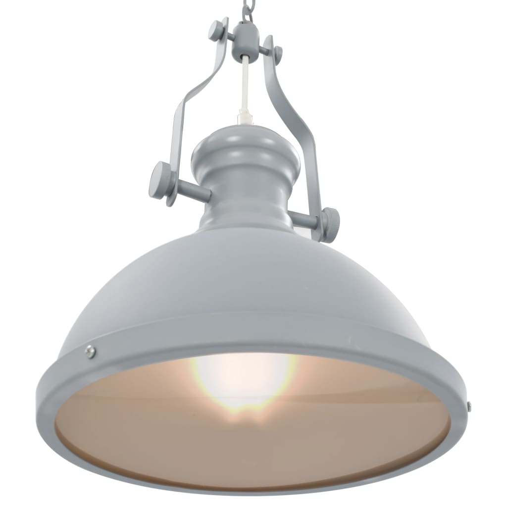 vidaXL Lustră, gri, rotundă, E27 vidaXL Lustră, gri, rotundă, E27