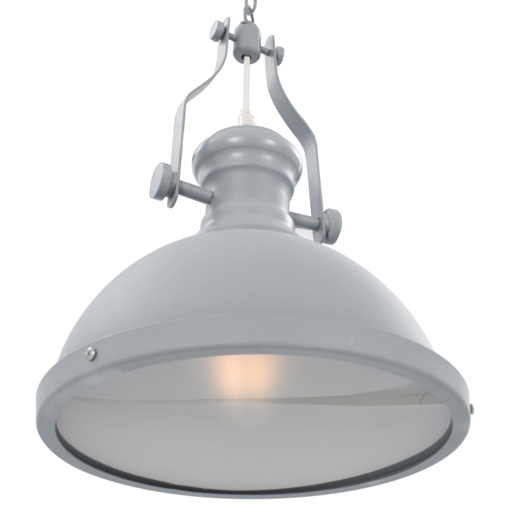 vidaXL Lustră, gri, rotundă, E27 vidaXL Lustră, gri, rotundă, E27