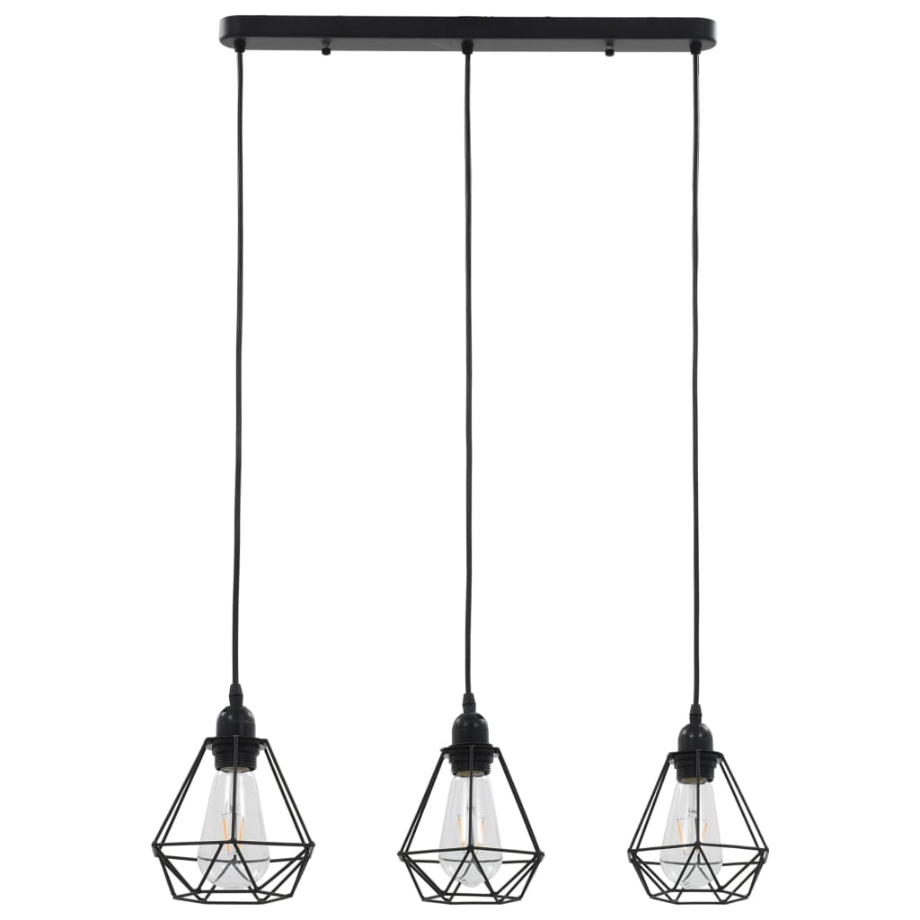 vidaXL Lustră, design diamant, negru, 3 becuri x E27 vidaXL Lustră, design diamant, negru, 3 becuri x E27