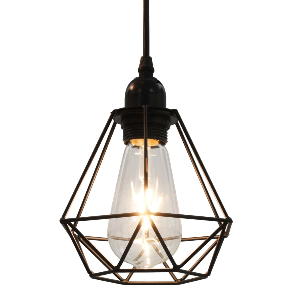 vidaXL Lustră, design diamant, negru, 3 becuri x E27 vidaXL Lustră, design diamant, negru, 3 becuri x E27