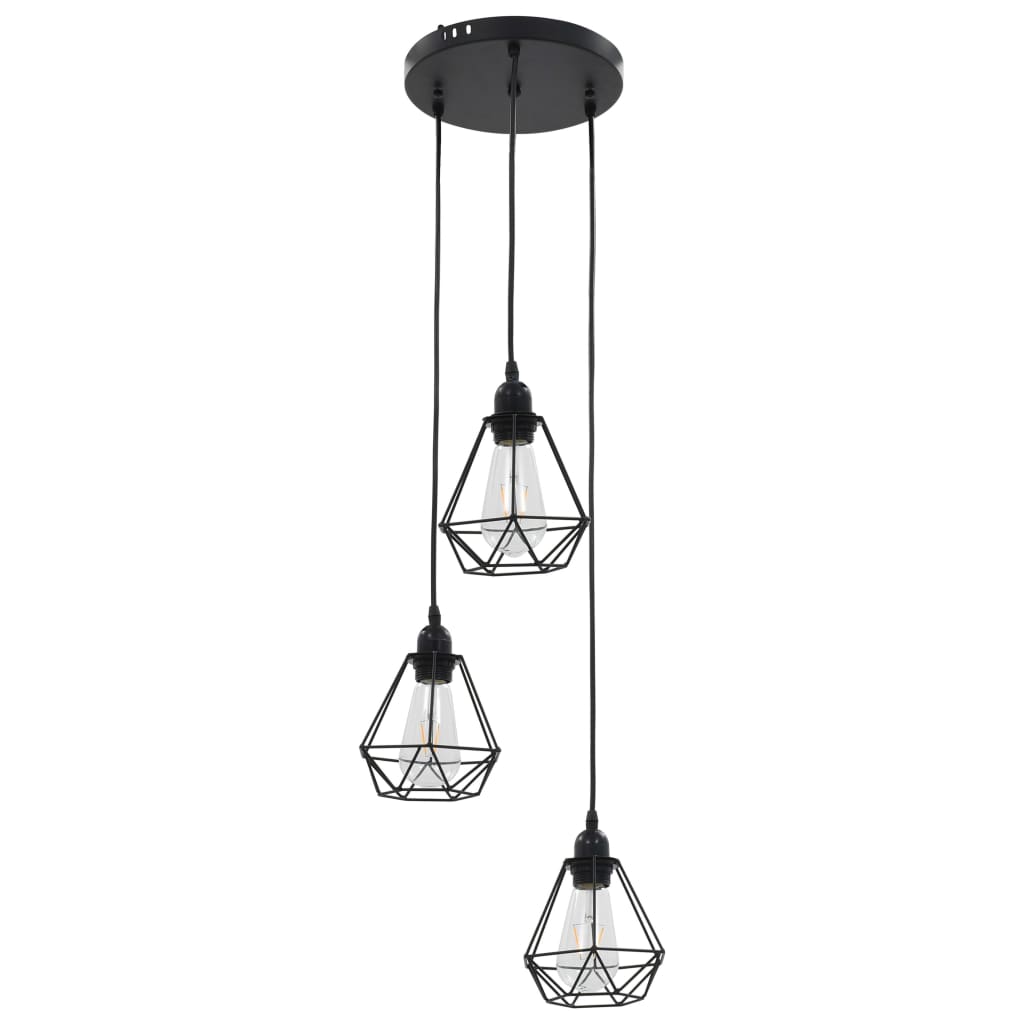vidaXL Lustră cu design diamant, negru, 3 x bec E27 vidaXL Lustră cu design diamant, negru, 3 x bec E27
