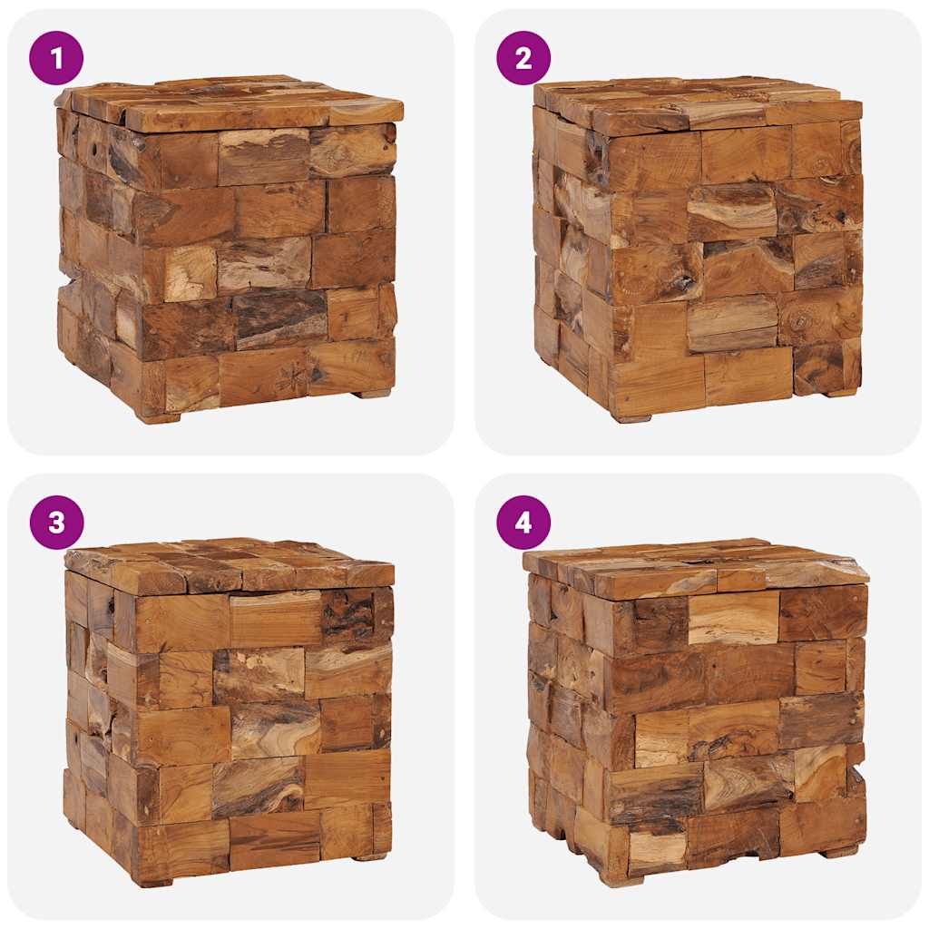 vidaXL Taburet de depozitare, lemn masiv de tec