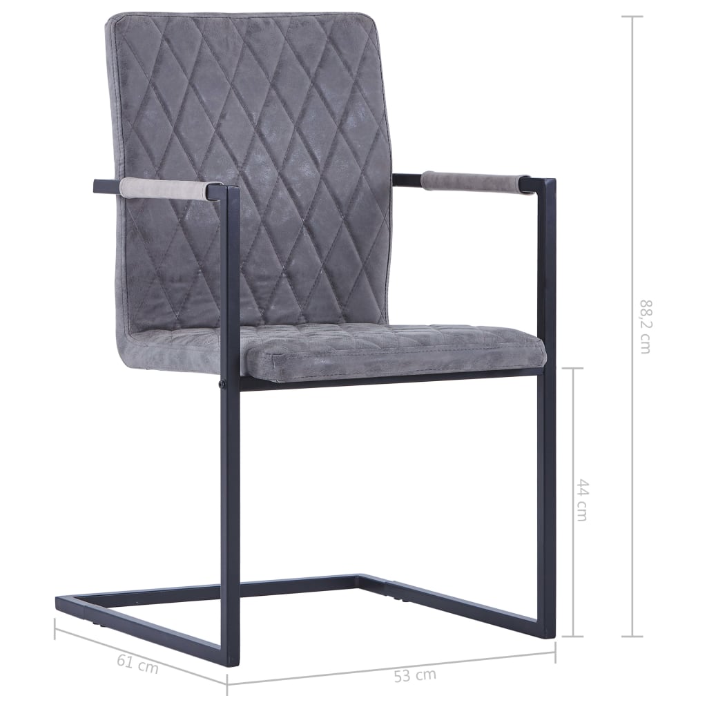 vidaXL Scaune de bucătărie consolă, 2 buc., gri închis, piele eco