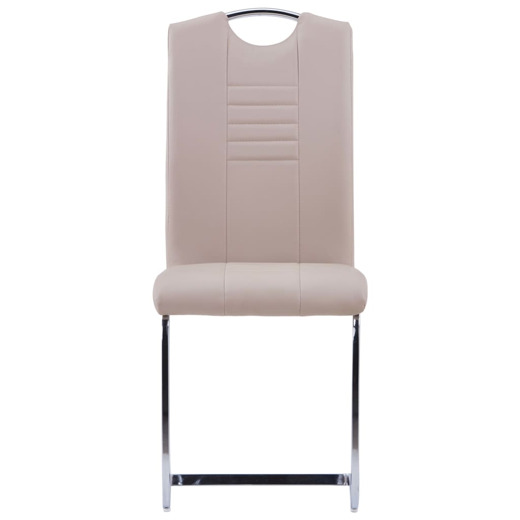 vidaXL Scaune de bucătărie cantilever 2 buc. cappuccino piele eco
