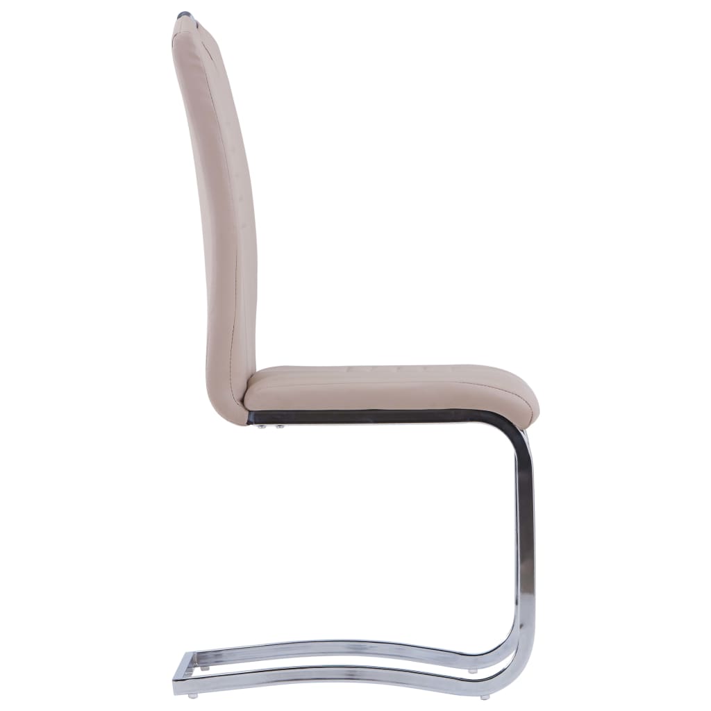 vidaXL Scaune de bucătărie cantilever 2 buc. cappuccino piele eco