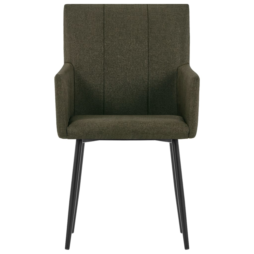 vidaXL Scaune de bucătărie cu cotiere, 2 buc, maro, textil