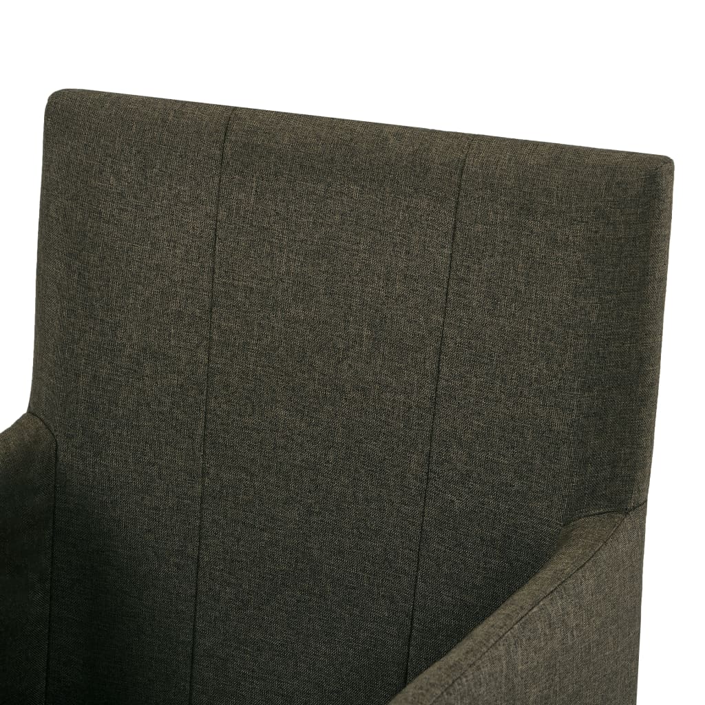 vidaXL Scaune de bucătărie cu cotiere, 2 buc, maro, textil