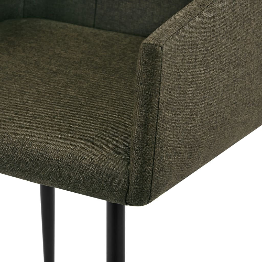 vidaXL Scaune de bucătărie cu cotiere, 2 buc, maro, textil