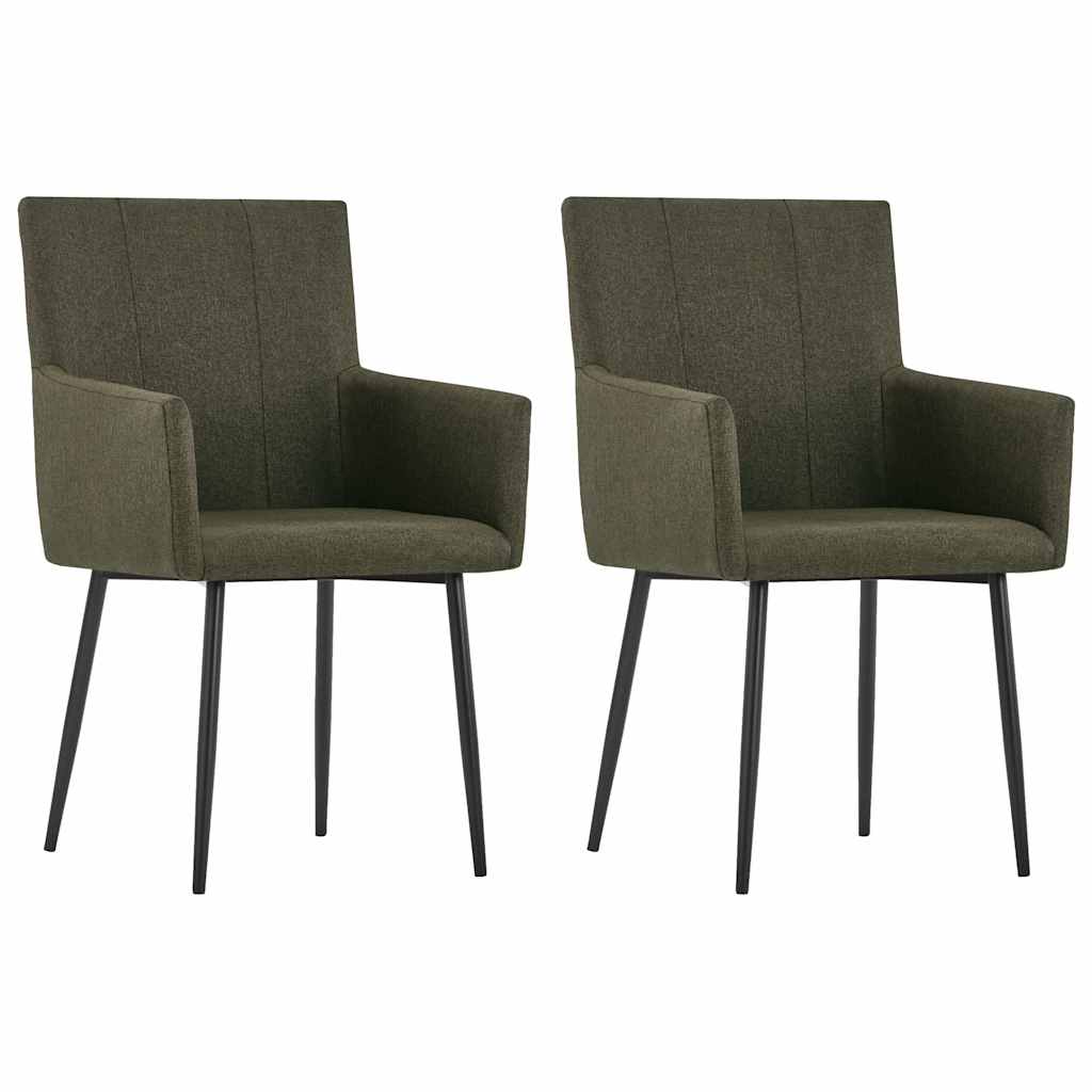 vidaXL Scaune de bucătărie cu cotiere, 2 buc, maro, textil