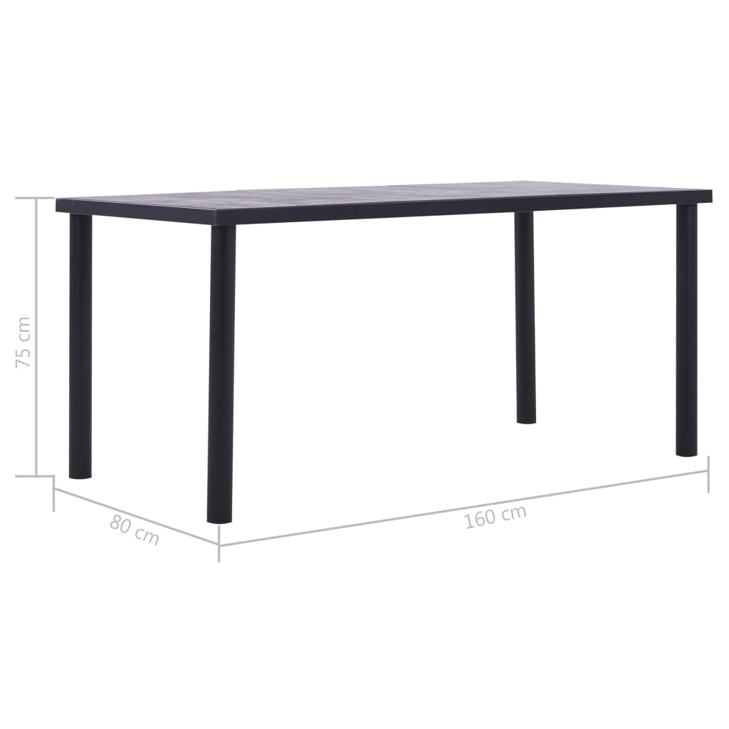 vidaXL Masă de bucătărie, negru & gri beton, 160 x 80 x 75 cm, MDF vidaXL Masă de bucătărie, negru & gri beton, 160 x 80 x 75 cm, MDF