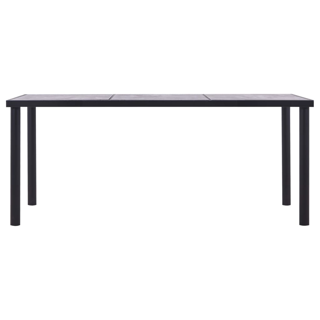 vidaXL Masă de bucătărie, negru & gri beton, 180 x 90 x 75 cm, MDF