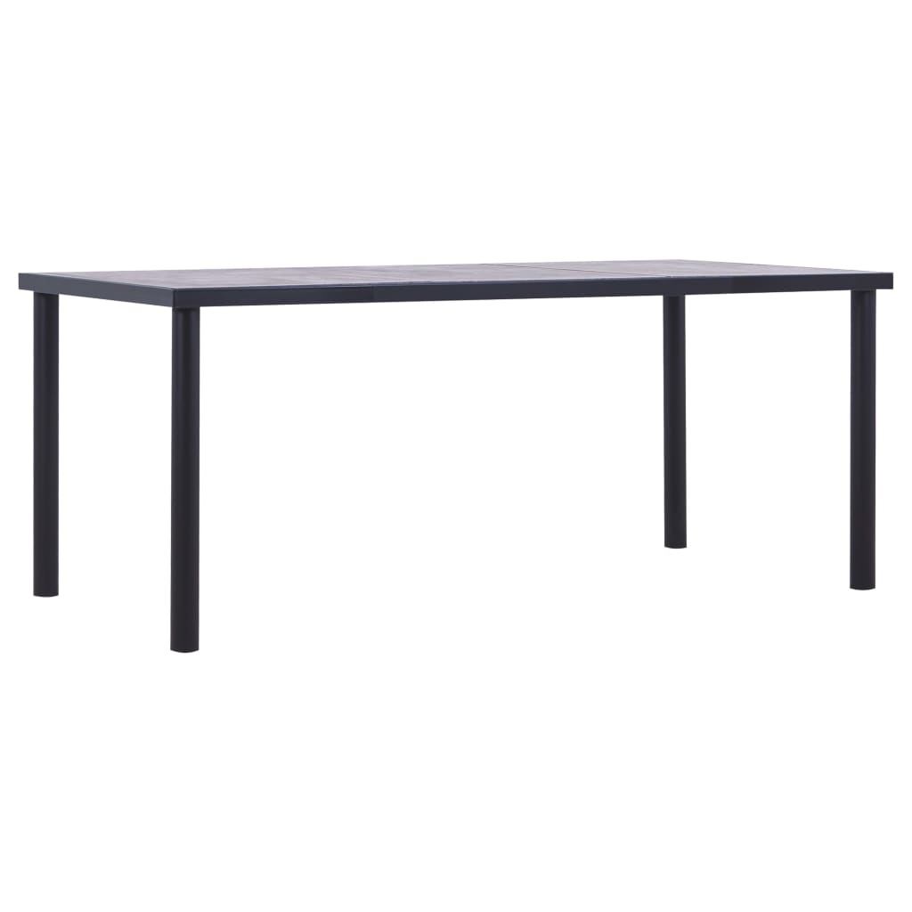 vidaXL Masă de bucătărie, negru & gri beton, 180 x 90 x 75 cm, MDF
