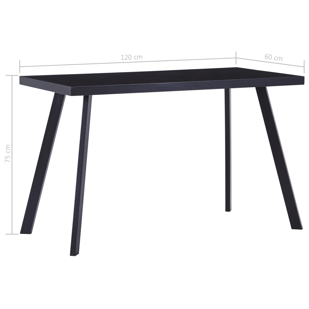 vidaXL Masă de bucătărie, negru, 120 x 60 x 75 cm, sticlă securizată