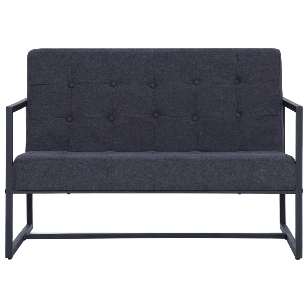 vidaXL Canapea cu 2 locuri și cotiere, gri închis, oțel/textil vidaXL Canapea cu 2 locuri și cotiere, gri închis, oțel/textil